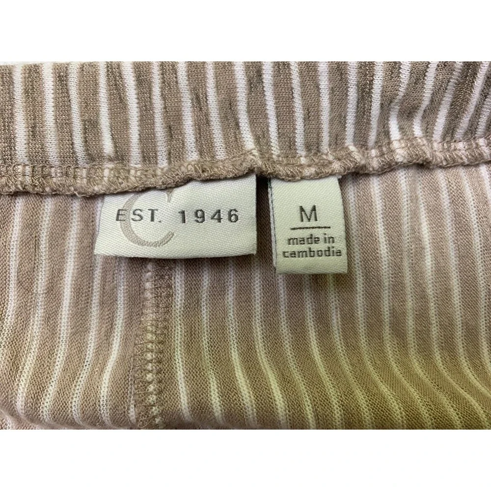 EST 1946 Skort Shorts Skirt Size M Beige White Striped Faux Wrap Pull On
